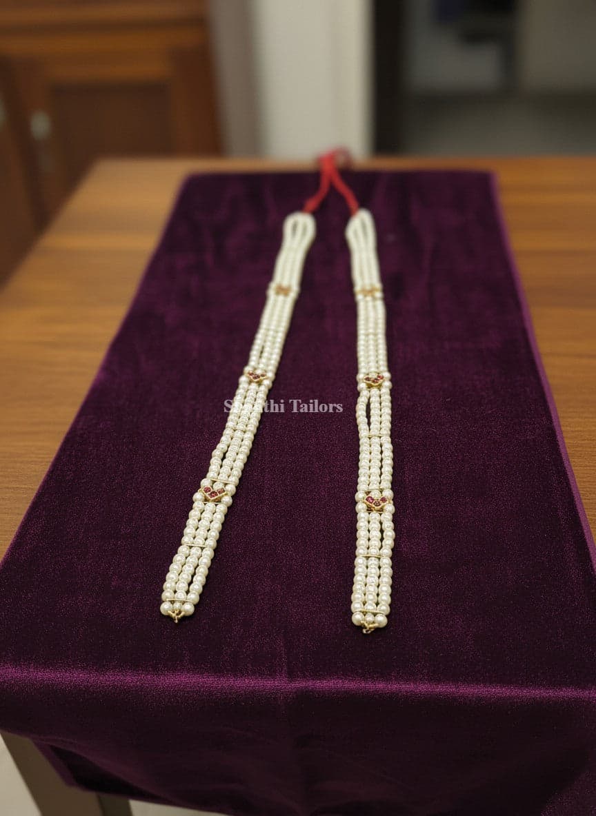 Temple jewellery haram with detachable Mallai. Silver base gold leaf. Original temple jewellery set.