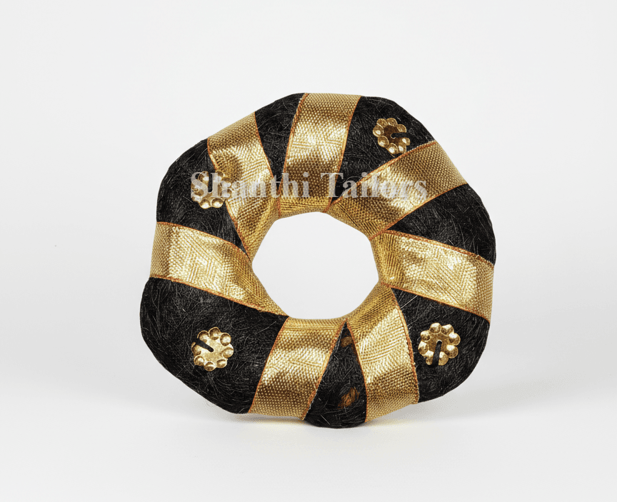 Bharatanatyam jewellery hair ring with flowers, Shanthi Tailors bun accessory
