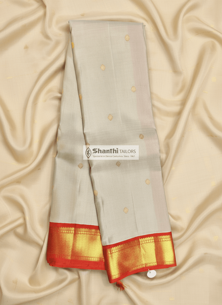 Ash with Red | Kanchipuram Silk Saree | SPK460 - Sarees