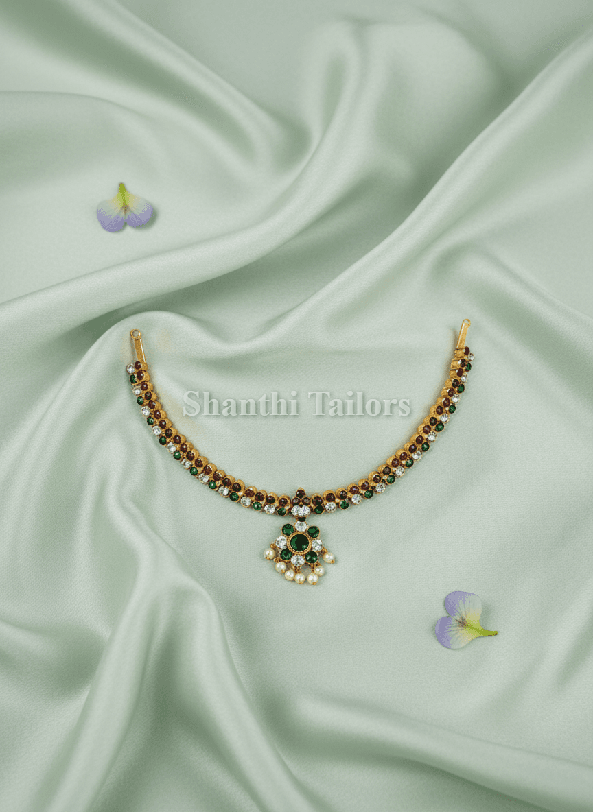 2-Stone Attigai – Red Kemp Design | Original Dance Temple Jewellery