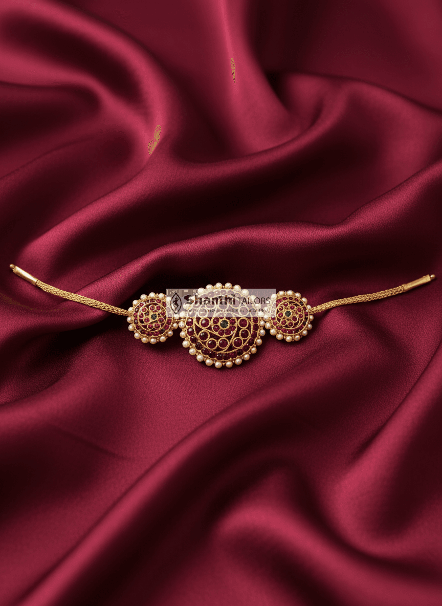 ROUND Choker Necklace: Temple Jewellery, gold leafed silver, Bharatnatyam dance necklace.
