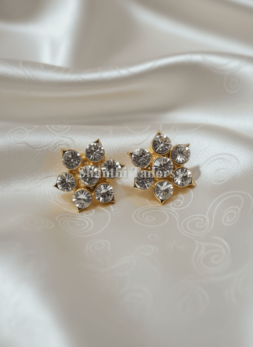 Bharatanatyam Stud Earrings: Original Temple Jewellery, shown with traditional Indian dance costume.