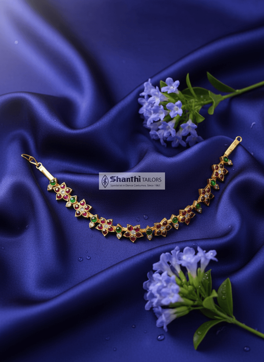 Star Choker Necklace: Original Temple Jewellery, gold-leafed silver, Bharatnatyam dance accessory