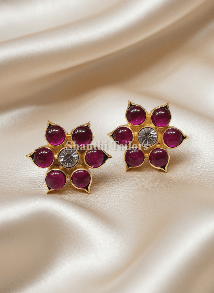 Original Temple Stud Earrings: Bharatanatyam Jewellery, showcasing secure fit for intense dance movements.
