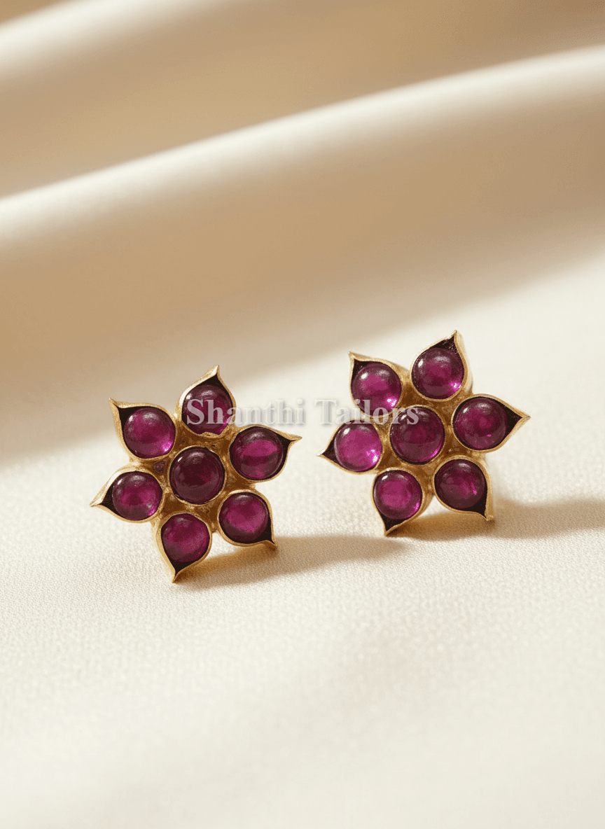 Bharatanatyam Studs: Temple Jewellery, perfect for practice & stage. Enhances classical dance aesthetics.
