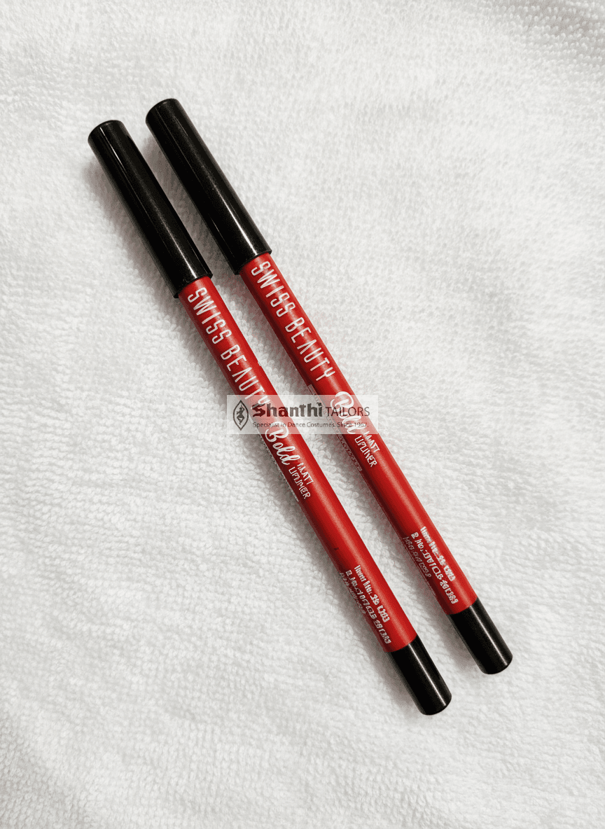 Swiss Beauty Lip Liners. Swatches showing pigment. Makeup essentials.