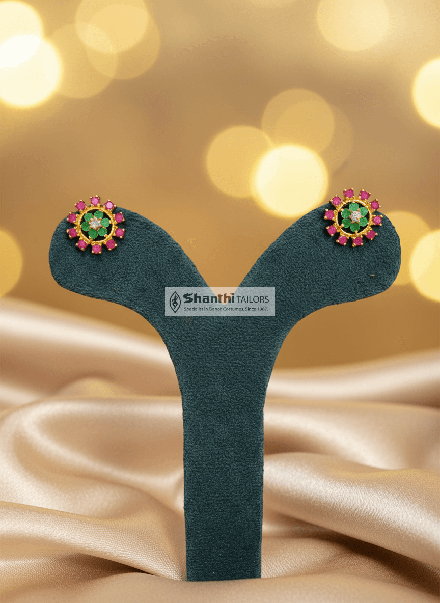 Bharatanatyam Jewellery - 2 Line Stud Earrings - Shanthitailors