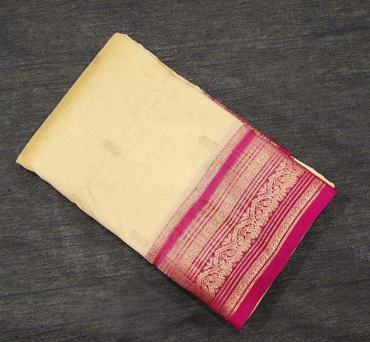 Off White with Pink | Dharmavaram Silk Saree - Handloom | Bharatanatyam Arangetram