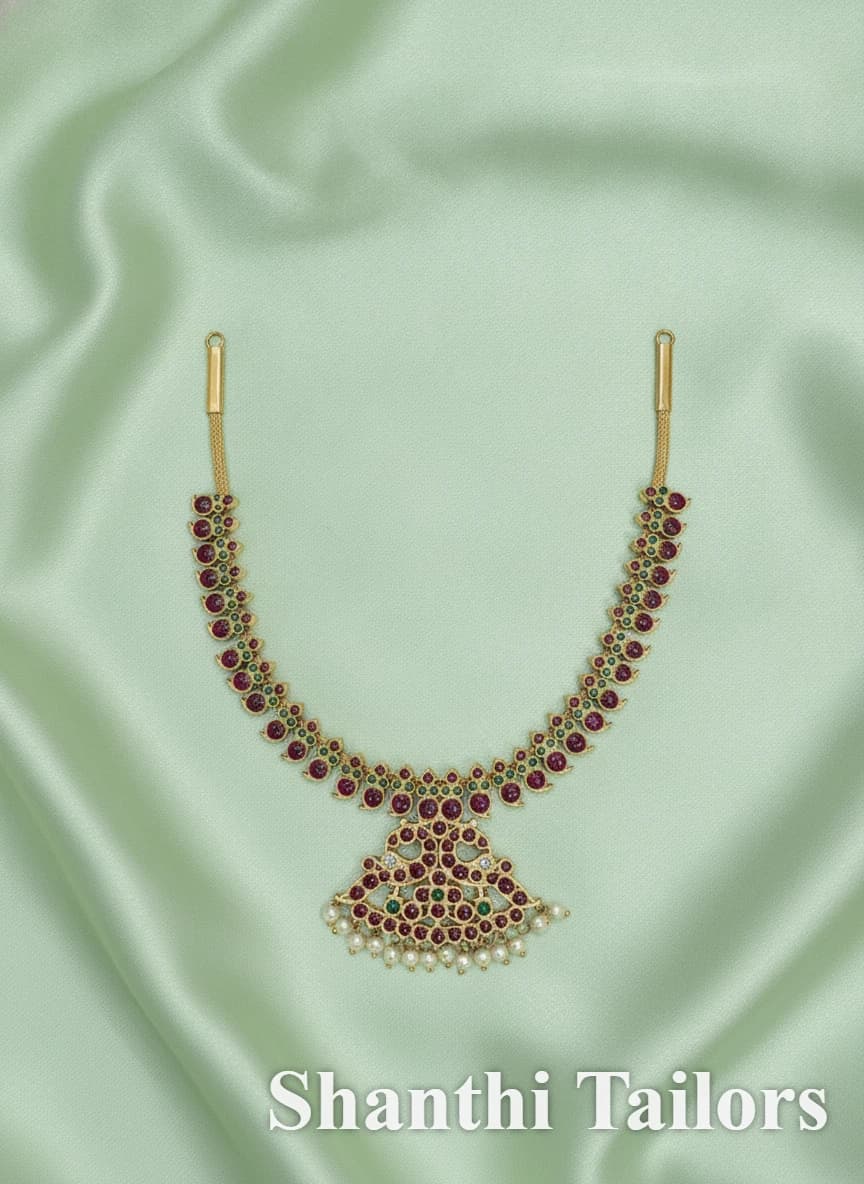 One Stone Mango Necklace | Choker | Original temple jewellery | TJS12