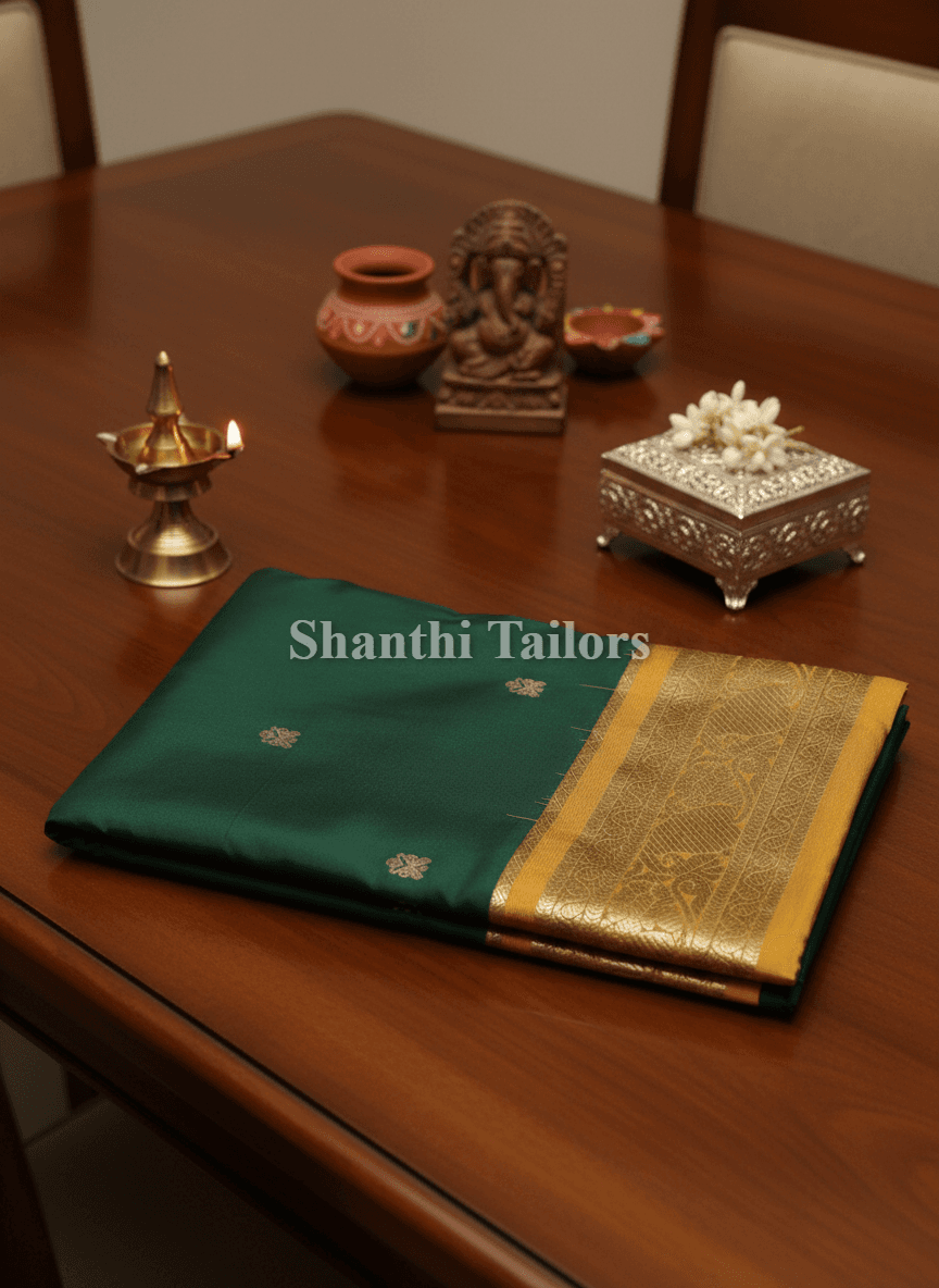 Dark Green with Mustard | Dharmavaram Silk Saree | SO328