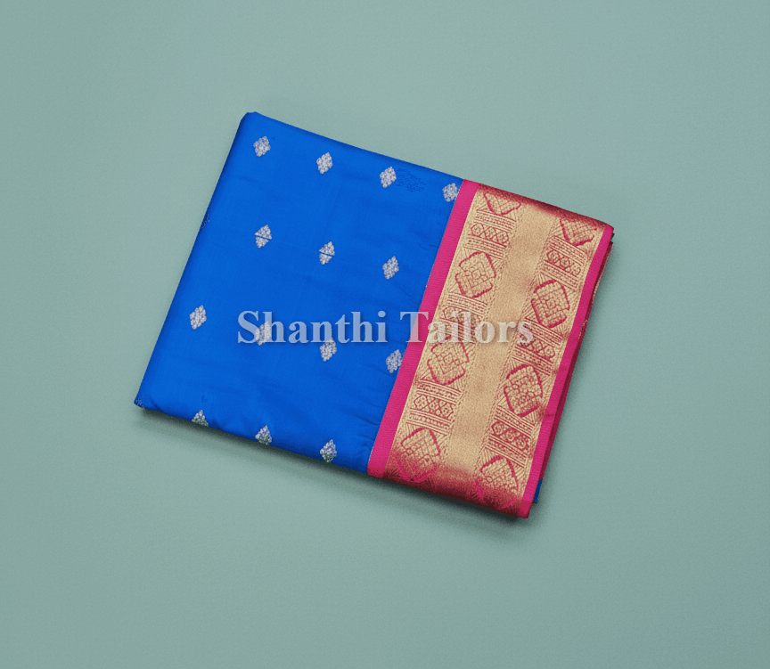 Blue with Red | Margam Saree