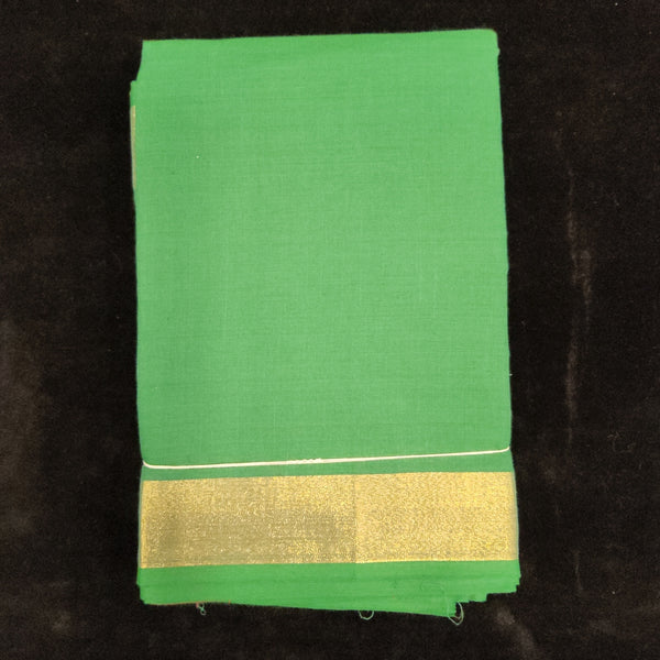 Practice Saree Plain | Green with Golden Border-shanthitailors