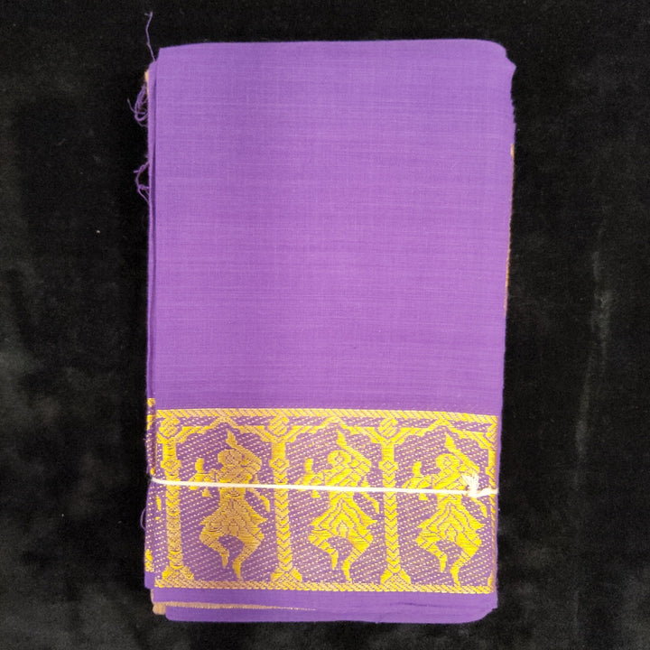 Practice Saree Plain | Purple with Gold Dancing Doll Border-shanthitailors