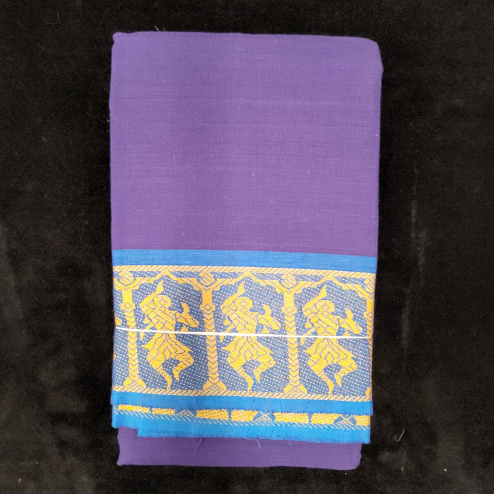 Practice Saree Plain |  Purple with Blue Dancing Doll Border-shanthitailors