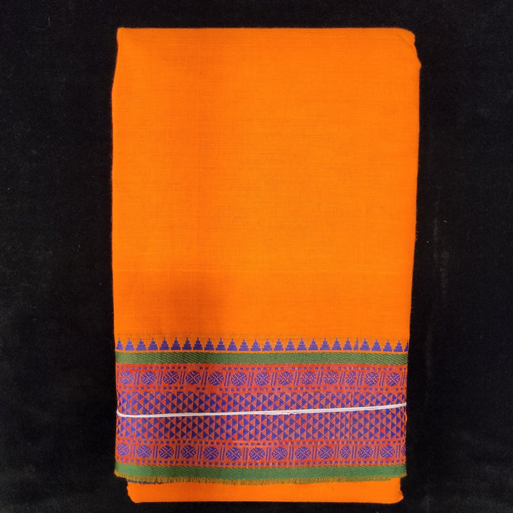 Practice Saree Plain |  Orange with Royal Blue | Rudracha Border-shanthitailors