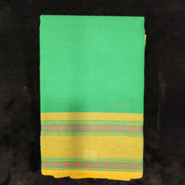 Practice Saree Plain |  Green with Mustard Yellow | Rudracha Border-shanthitailors