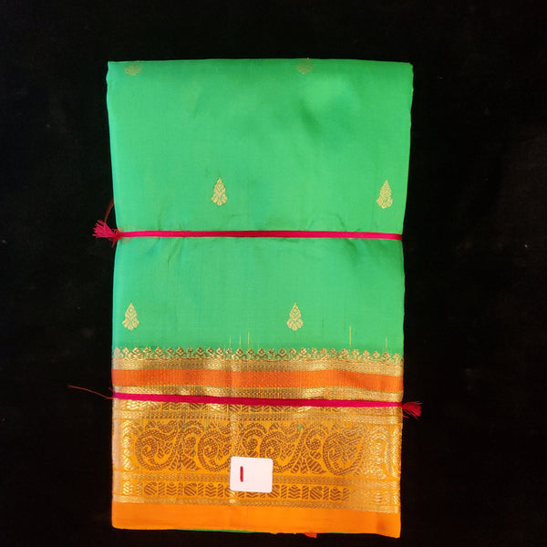 Green with orange | Dharmavaram Silk Saree No 1