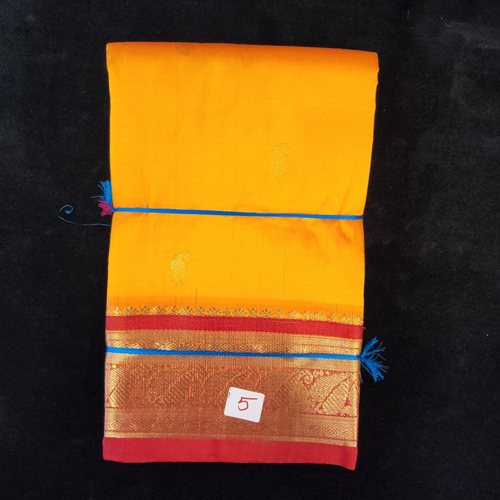 Mango Yellow with Red | Dharmavaram Silk Saree No 5