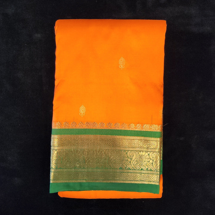 Orange with Green | Dharmavaram Silk Saree No 108