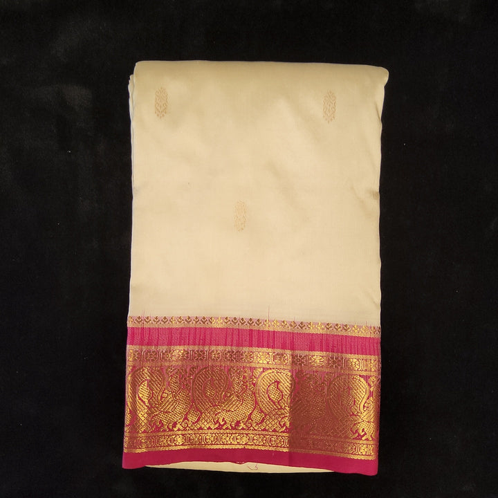 Half White with Pink | Dharmavaram Silk Saree No 130