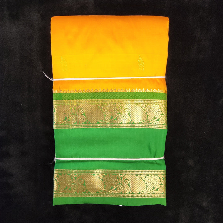 Mango Yellow with Green | Dharmavaram Silk Saree No 136