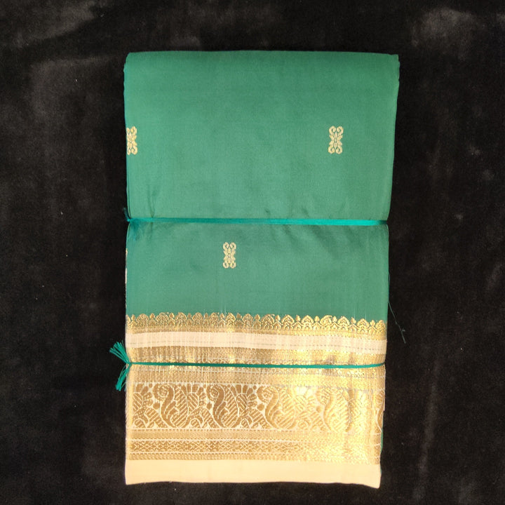 Green with Half white | Dharmavaram Silk Saree No 131
