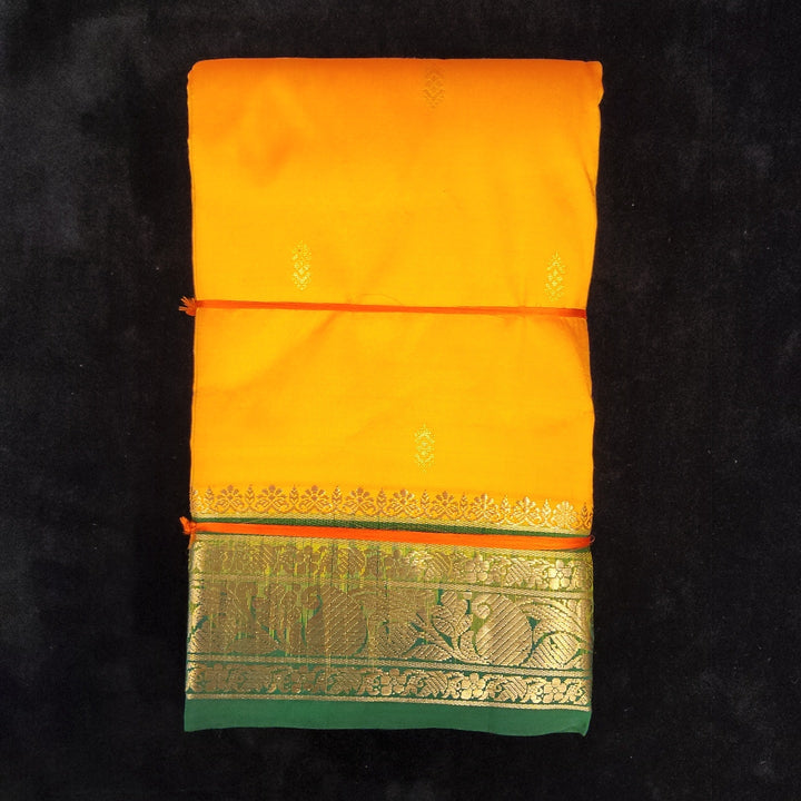 Mango Yellow with Green | Dharmavaram Silk Saree No 133, variation, shanthitailors