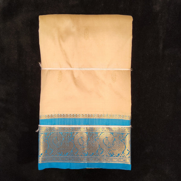 Half white with Blue | Dharmavaram Silk Saree No 141