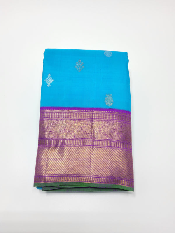 Ramar Blue with Vaadamalli Border | Kanchipuram Pure Silk Saree