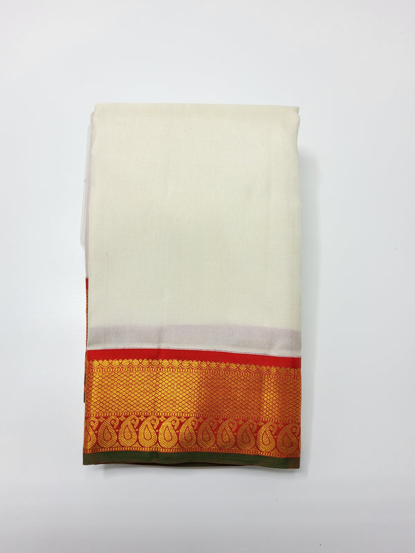 Off white with Red Border | Kanchipuram Pure Silk Saree