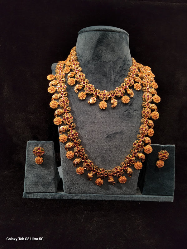 Haram and Necklace with stud combo set | Copper Jewellery
