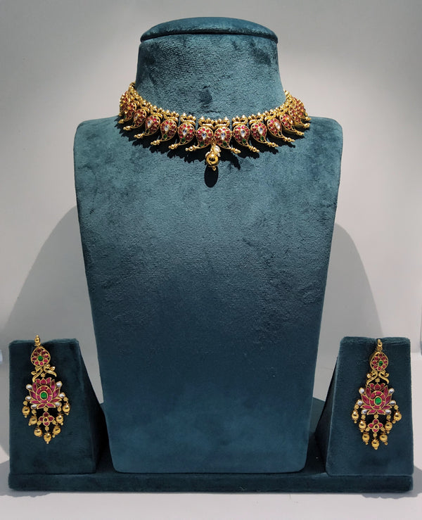 Mango Necklace With Earrings | Copper Antique Jewellery