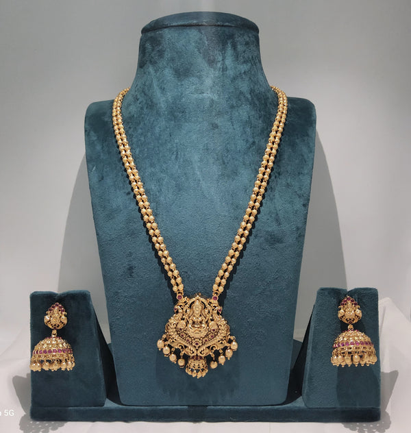 Lakshmi Dollar Chain and Pink Stone With Jummikki | Copper Antique Jewellery