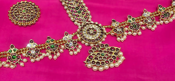 Magudam Headset with Gold Beads | Original Temple Jewellery