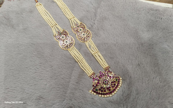 MOON 5 LN PEARL HARAM WITH PATHAKAM | COPPER | MARGAM | NJ090