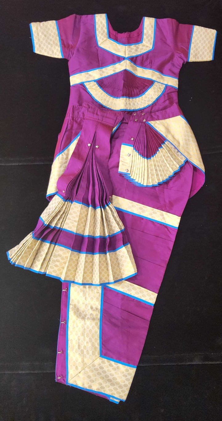 Bharatnatyam Dress | Purple with Half white