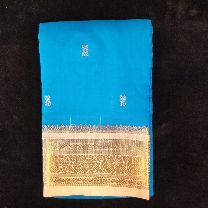 Blue with Half white | Dharmavaram Silk Saree