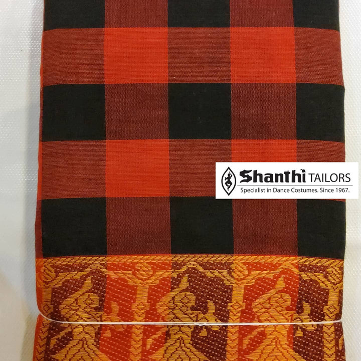 Practice Saree Plain| red and black checked-shanthitailors