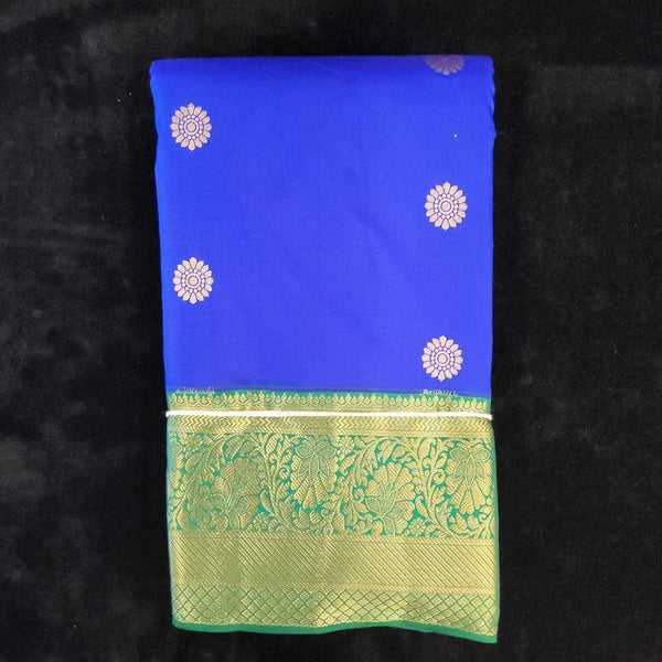 Ink Blue With Green Border | Artificial Kanchipuram Silk Saree No 145