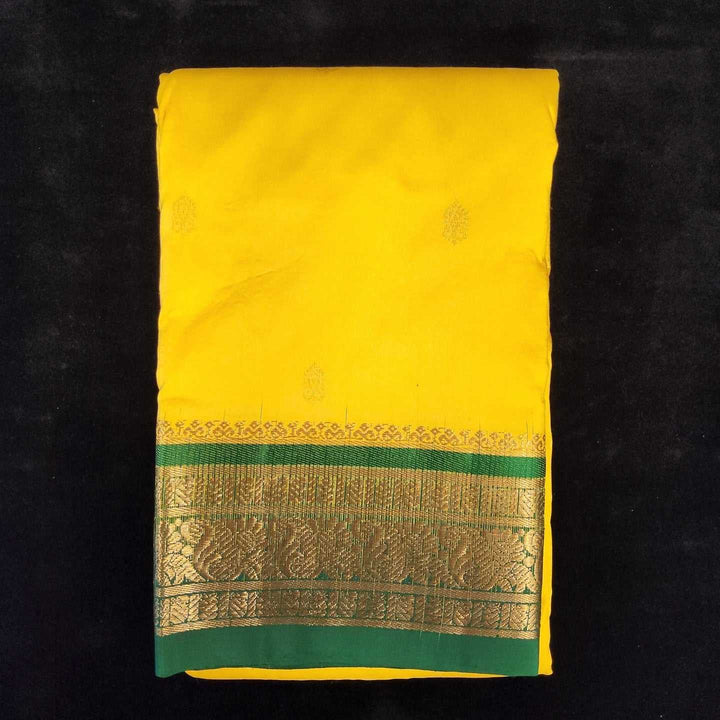 Lemon Yellow with Green | Dharmavaram Silk Saree No 123