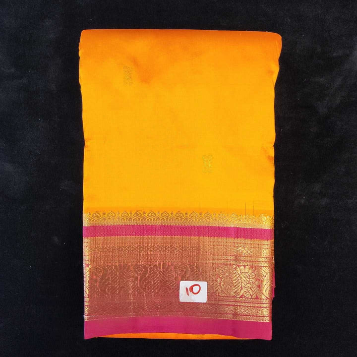 Mango Yellow with pink | Dharmavaram Silk Saree No 10