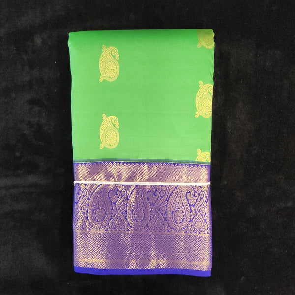 Parrot Green With Ink Blue Border | Artificial Kanchipuram Silk Saree No 153