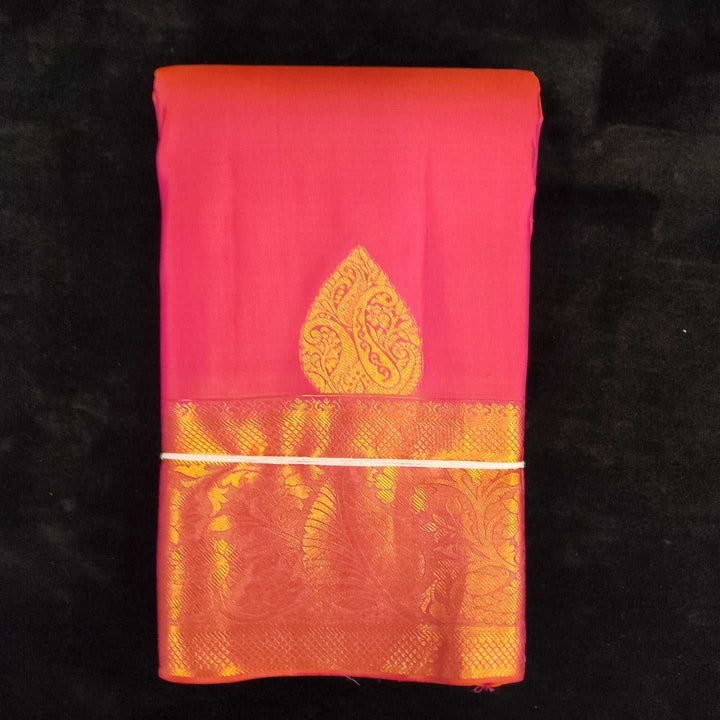 Peach Pink With Self Border | Artificial Kanchipuram Silk Saree No 96
