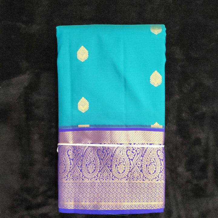 Peacock Green With purple Border | Artificial Kanchipuram Silk Saree No 157