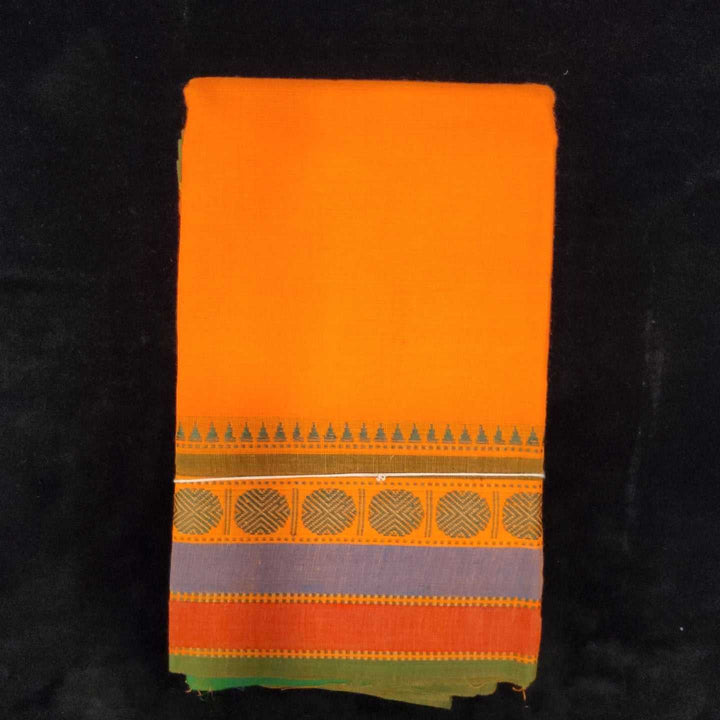 Practice Saree | Orange with Blue and Red | Rudracha Border