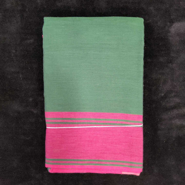 Practice Saree Plain | Dark Green With Pink Border