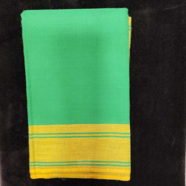 Practice Saree Plain | Green with Mustard Border