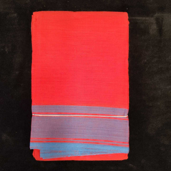 Practice Saree Plain | Red with Blue Border