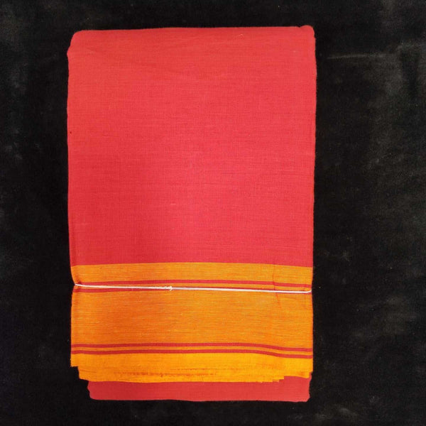 Practice Saree Plain | Red with Mustard Border