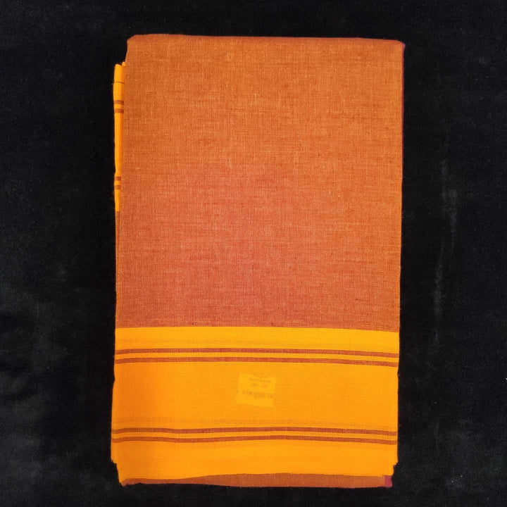 Practice Saree Plain | Rust with Mustard Border